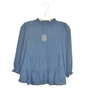 Monteau Swiss Dot Semi Sheer 3/4 Sleeve Blouse Size XS